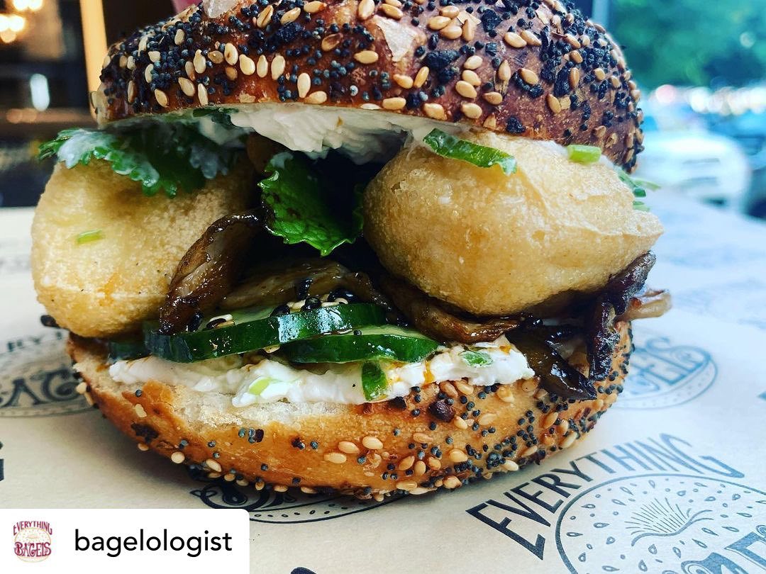 ❤️🍄🤤I approve this message Yes, you should!!!🤤🍄❤️

Posted @withregram • @bagelologist Did you try our new #vegan bagel sandwich featuring #foxfarmforage mushrooms, tofu puffs, fresh herbs, vegan scallion cream cheese and black sesame-cucumber salad? Well, you should.